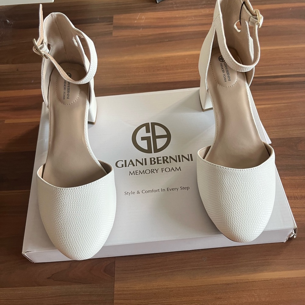 Never worn comfortable white covered toe shoes